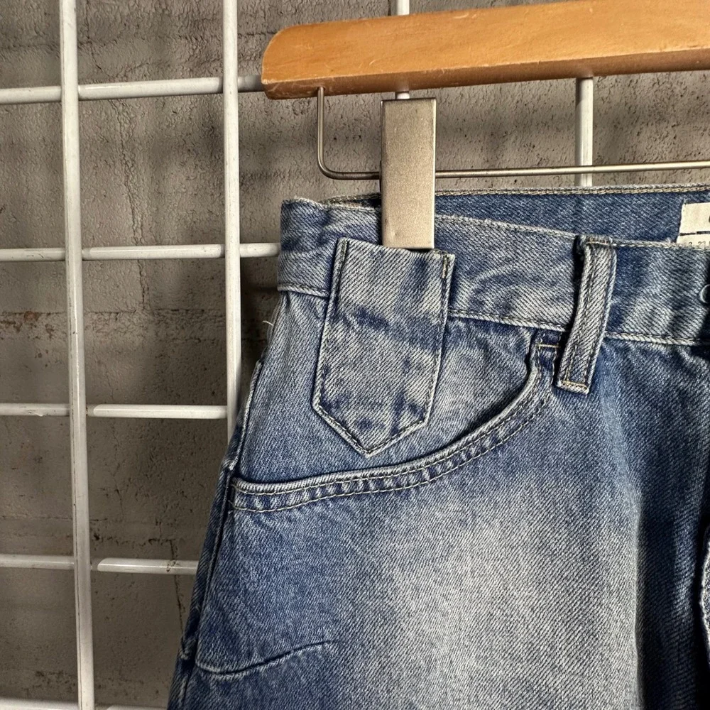 One x OneTeaspoon Vanguard Blue Denim Mini Skirt Mid Waist Frayed‎ Hem Size 24